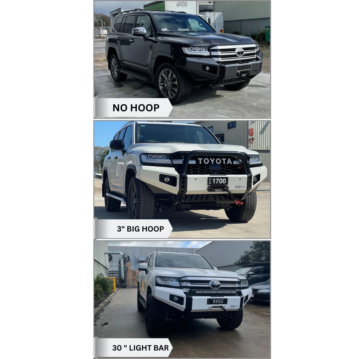Raslarr Big Hoop 3" Bull Bar for Toyota LandCruiser 300 Series