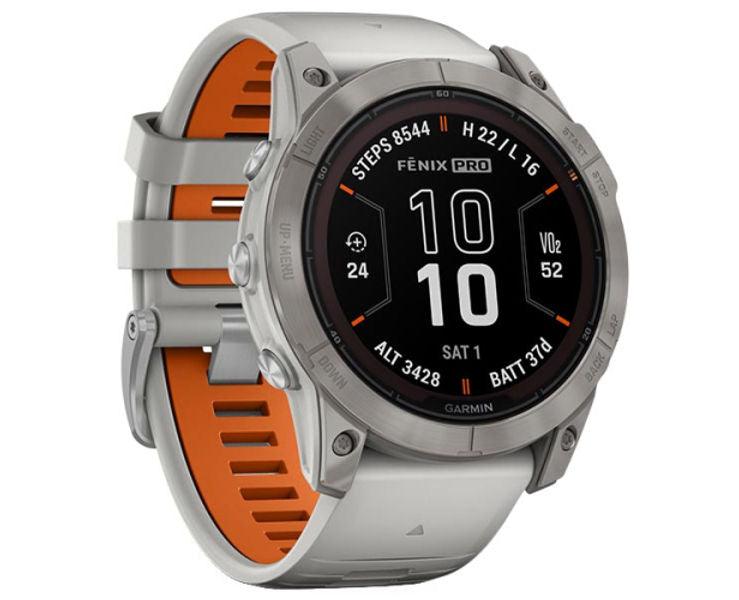 Garmin f_nix™ 7X Pro Sapphire Solar Edition Fog Gray Titanium Orange Band 51mm