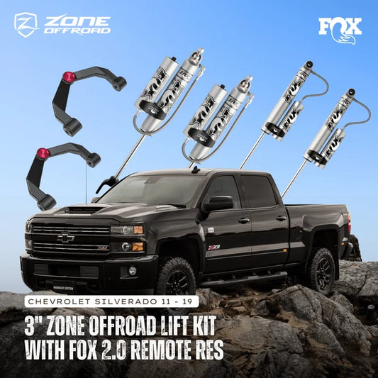 Offroad Industries Zone Offroad FOX 2.0 Performance Series Remote Reservoir 3" Lift Kit Chevrolet Silverado / GMC Sierra 2500HD (11-19)